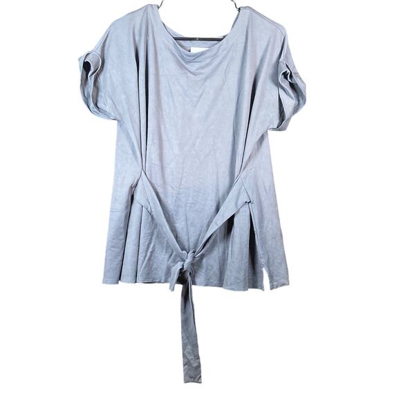 J Jill Womens Shirt Dark Gray Pull Over Front Tie Wrap Tunic Stretch Large - Picture 1 of 13